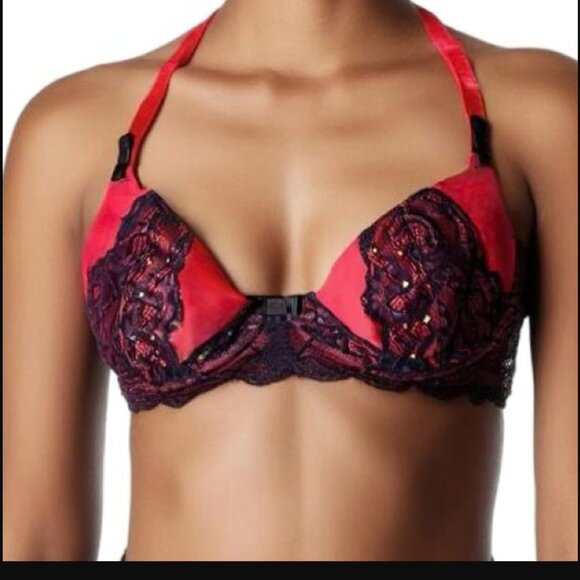 NWT 34C Adore Me Hot Pink / Fuschia Purple Rhinestone Lace Unpadded Bra NWT 36C - Picture 2 of 6